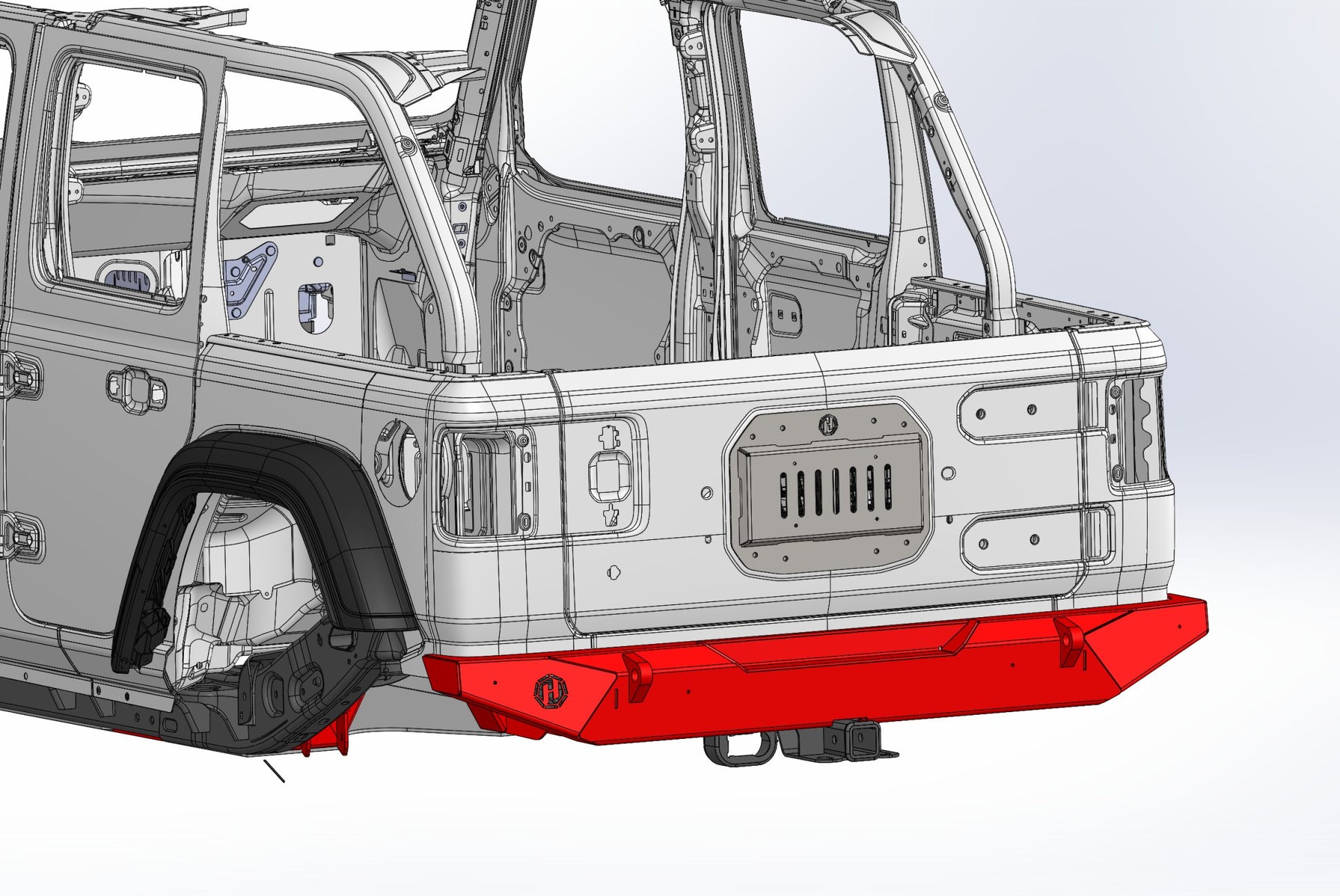 JL/JLU Rear Bumper "The Stanton" - Hepta MFG Jeep JL JLU rear Bumper